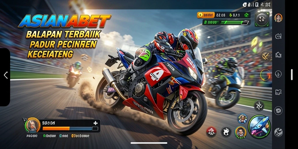 Screenshot ASIANABET menunjukkan balapan mendebarkan di lintasan yang indah.