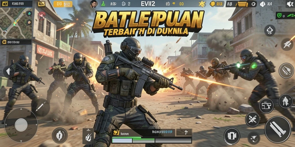 Tampilan seru gameplay EVIP2 saat pertempuran Battle Royale.