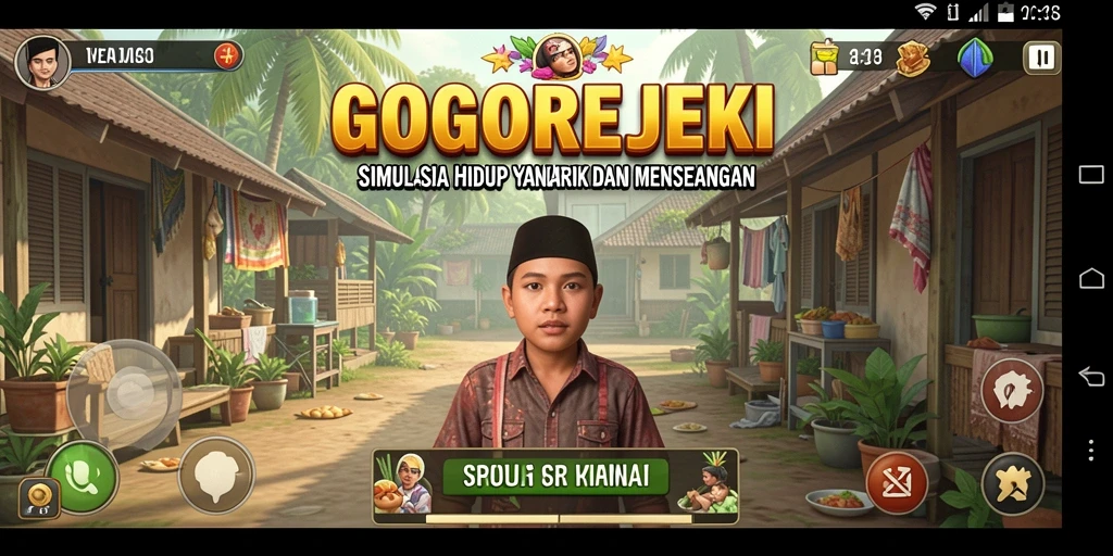 Tampilan gameplay menarik GOGOREJEKI di dunia simulasi yang dinamis.