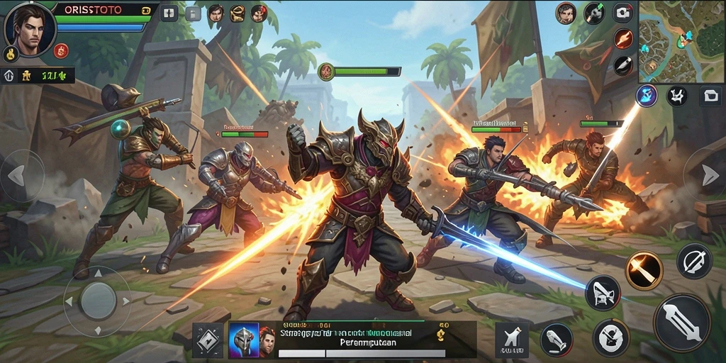 Tampilan gameplay strategi intens di ORISTOTO.