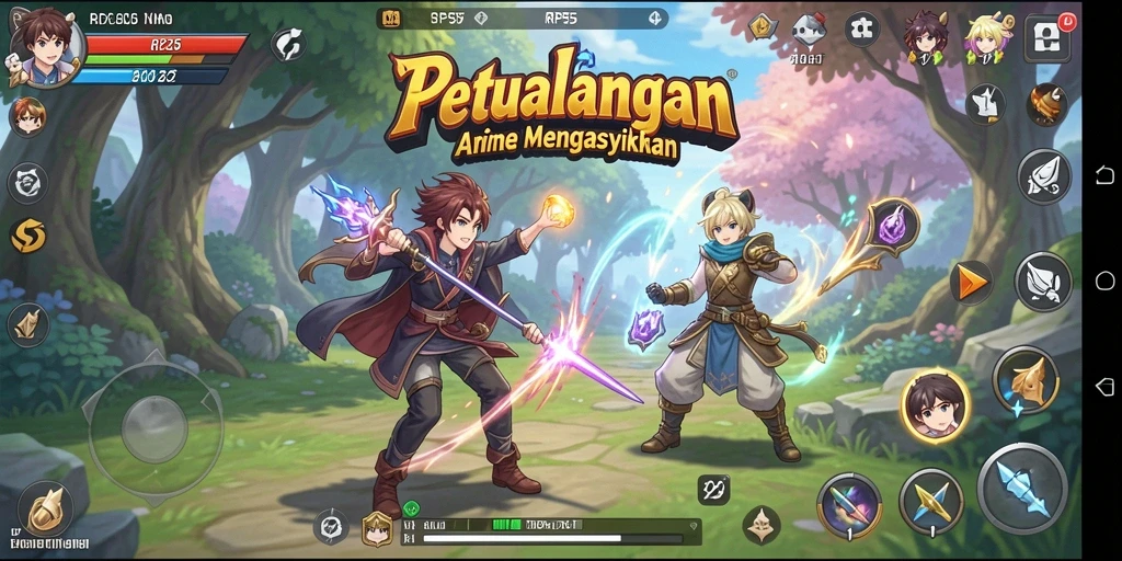 Tampilan gameplay menakjubkan dari RP55 dengan karakter Anime yang dinamis.